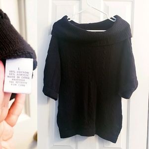 Boatneck Knit Sweater 3/4 Sleeve